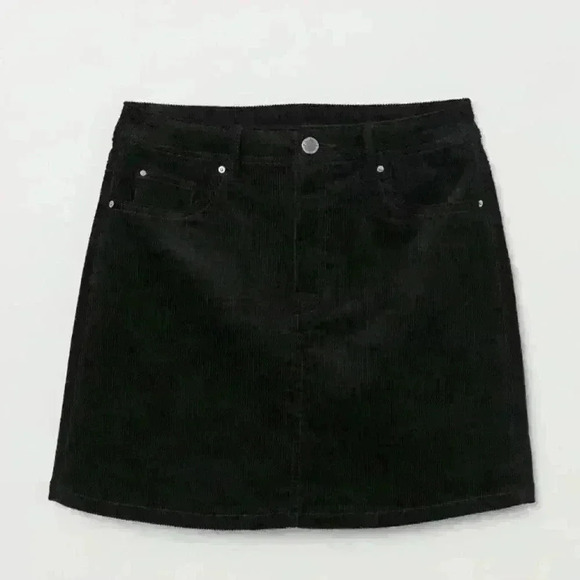 H&M corduroy black short skirt SZ 10 dark academia indie grunge preppy Y2K 90s - Picture 1 of 9